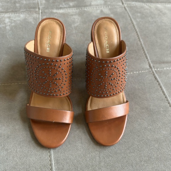 Coach Tan Studded Women's Sandals - Picture 1 of 7